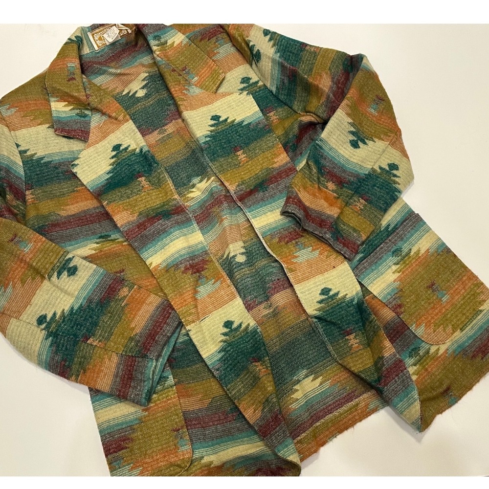 Vintage Bonjour Southwestern Geometric Print Blazer Jacket‎ Women Medium